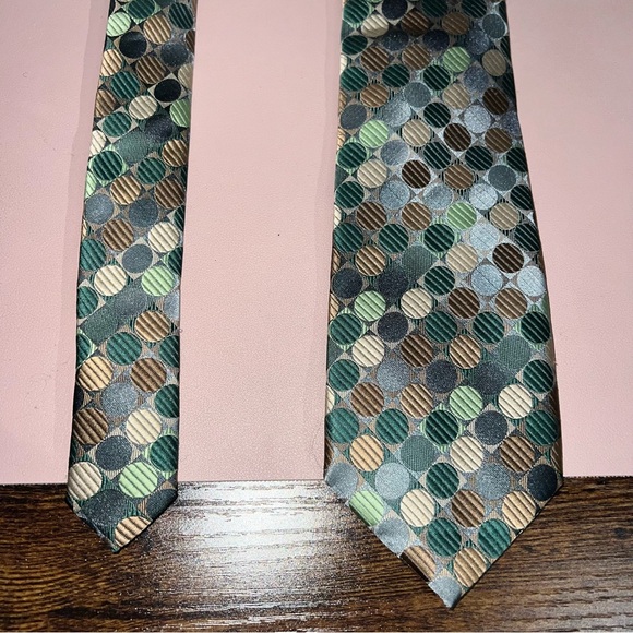 Sparks John Other - Sparks John Sparks 100% Polyester Necktie Tie Geometric Green Formal Business